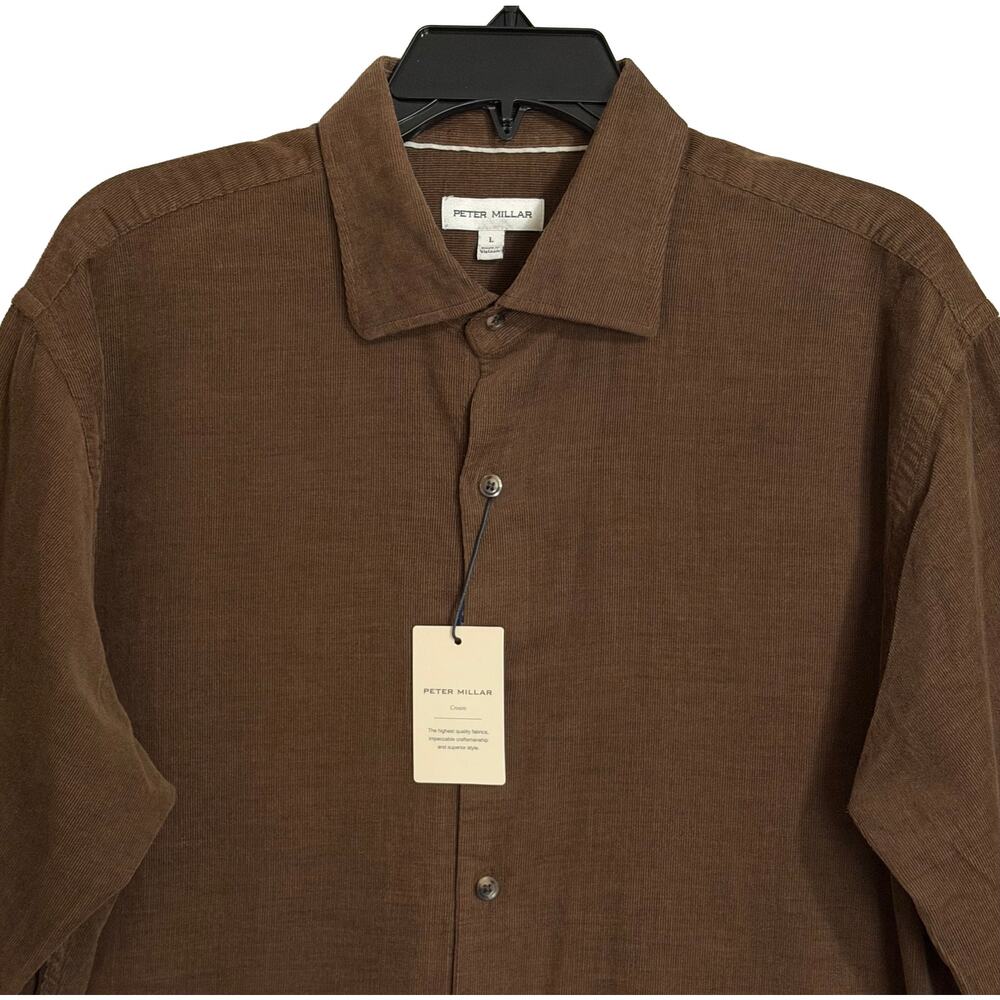 Peter Millar Cotton Cashmere Corduroy Sport Shirt Men's Large French Press NWT - Picture 2 of 12